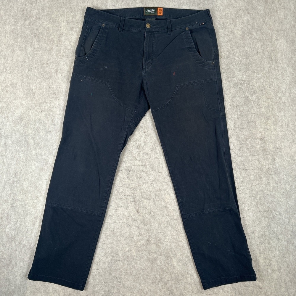 Howler Bros HB Trade Pants Men 35x32 Black Canvas Carpenter Workwear Double Knee